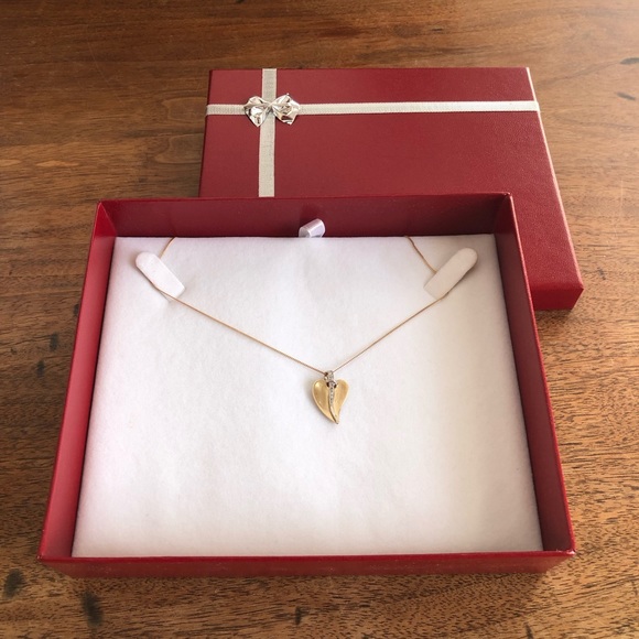 Heart diamonds necklace with yellow gold 10k - Picture 7 of 7